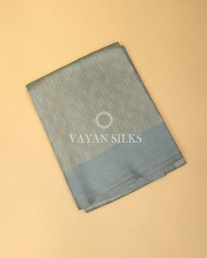 Aqua Blue Handwoven Pure Tussar Silk Saree