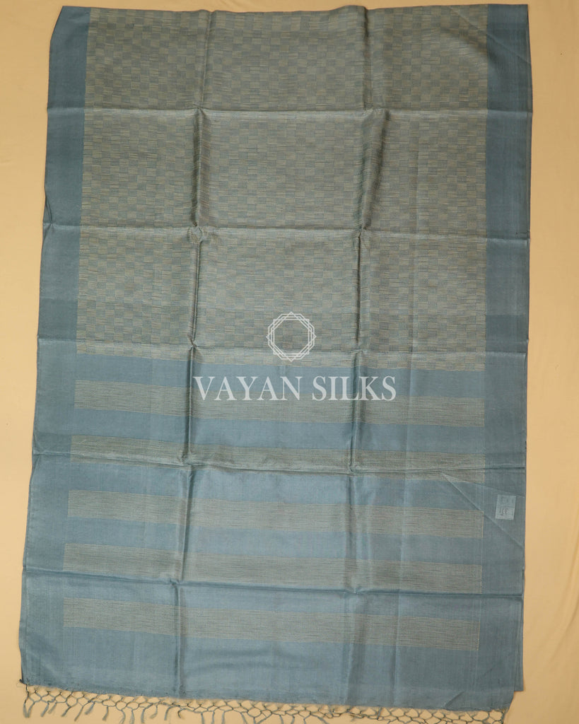 Aqua Blue Handwoven Pure Tussar Silk Saree