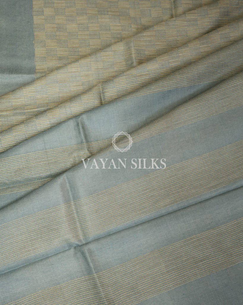 Aqua Blue Handwoven Pure Tussar Silk Saree
