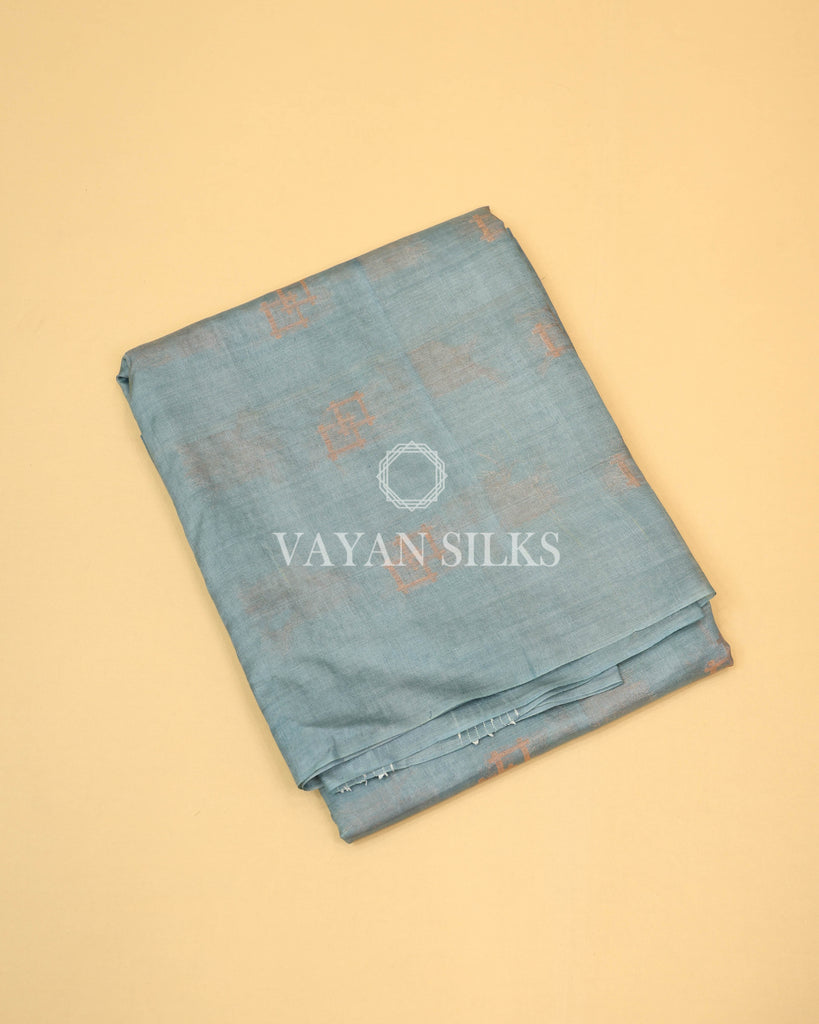 Aqua Blue Copper Zari Woven Pure Tussar Silk Saree