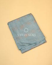 Load image into Gallery viewer, Aqua Blue Copper Zari Woven Pure Tussar Silk Saree