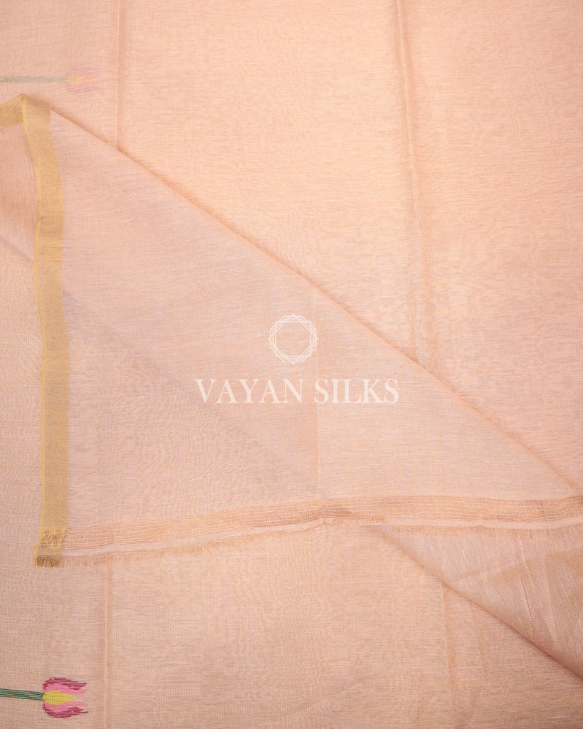 Baby Pink Pure Linen Silk Saree