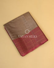 Load image into Gallery viewer, Beige Brown Maroon Handwoven Pure Tussar Silk Saree