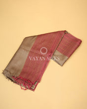 Load image into Gallery viewer, Beige Brown Maroon Handwoven Pure Tussar Silk Saree