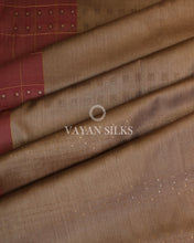 Load image into Gallery viewer, Beige Brown Maroon Handwoven Pure Tussar Silk Saree