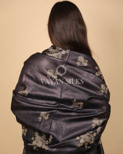 Load image into Gallery viewer, Black Embroidered Pure Tussar Silk Unstitched Suit Set