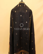 Load image into Gallery viewer, Black Pure Organza Tilfi Banarasi Silk Unstitched Suit Set
