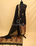 Black Pure Organza Tilfi Banarasi Silk Unstitched Suit Set