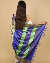 Load image into Gallery viewer, Blue Beige Printed Pure Tussar Silk Saree