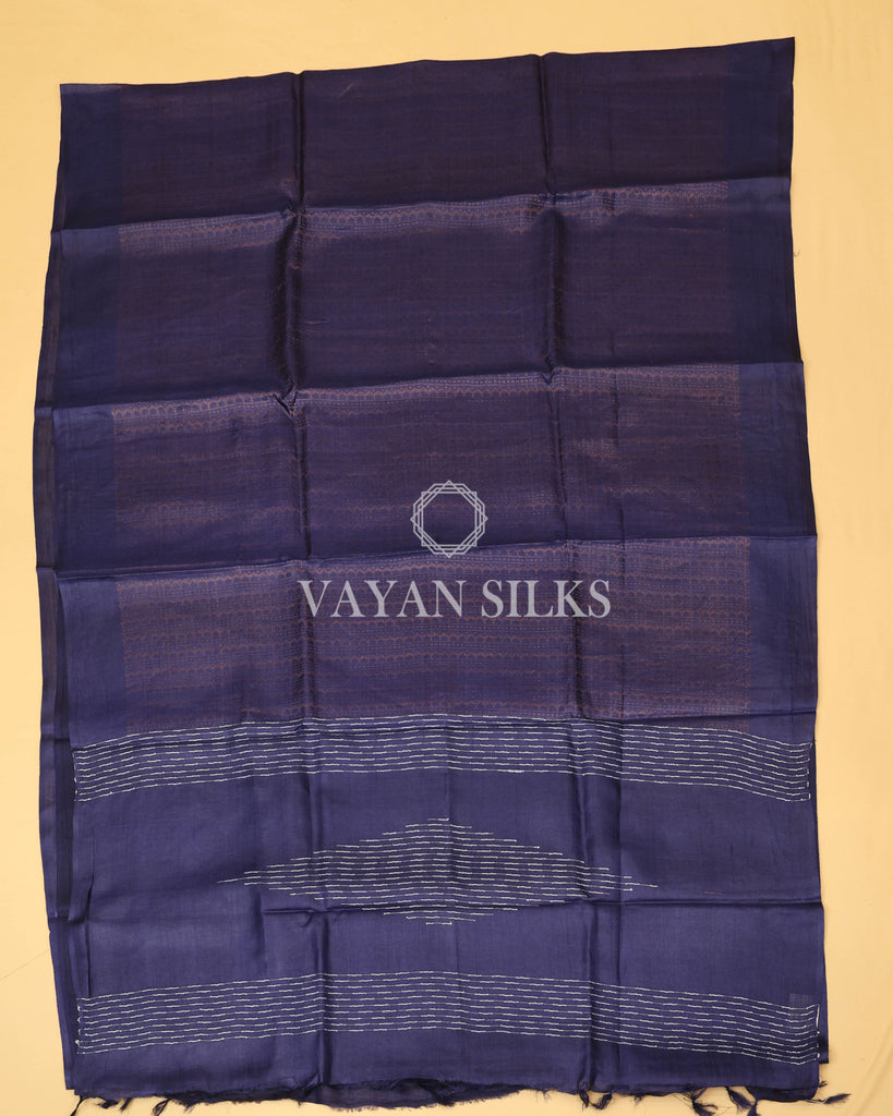 Blue Copper Zari Woven Pure Tussar Silk Saree