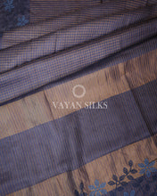 Load image into Gallery viewer, Blue Embroidered Pure Tussar Silk Saree