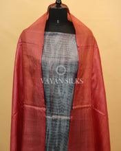 Load image into Gallery viewer, Blue Grey Maroon Tussar Silk Unstitched Suit Set