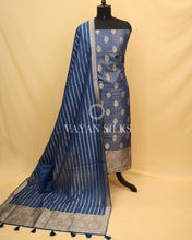 Load image into Gallery viewer, Blue Pure Chiniya Banarasi Silk Unstitched Suit Set