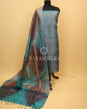 Load image into Gallery viewer, Blue Pure Tussar Tissue Silk Unstitched Suit Set