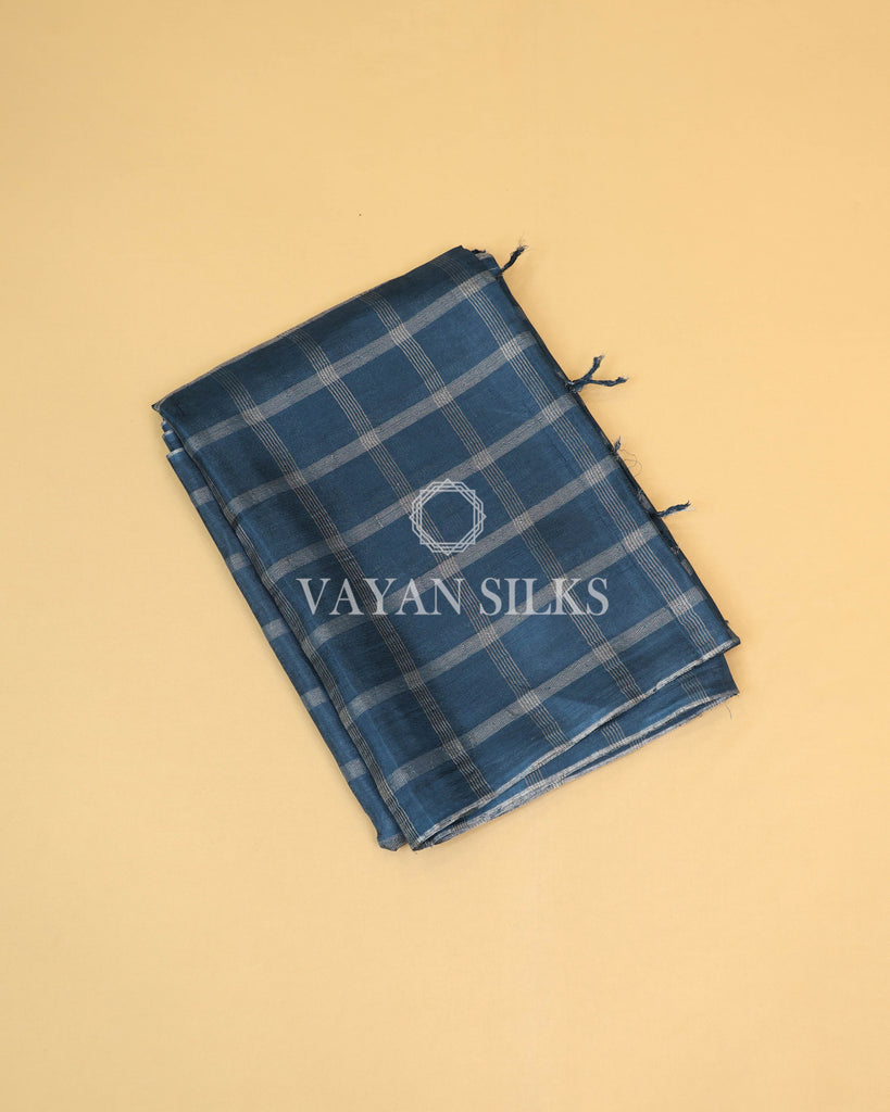 Blue Semi-Tussar Silk Saree