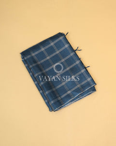 Blue Semi-Tussar Silk Saree