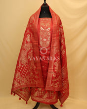 Load image into Gallery viewer, Brick Red Chiniya Banarasi Silk Unstitched Suit Set