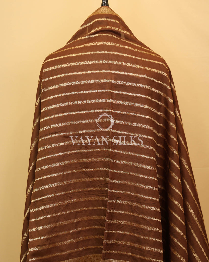 Brown Chiniya Banarasi Silk Unstitched Suit Set