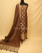 Load image into Gallery viewer, Brown Chiniya Banarasi Silk Unstitched Suit Set
