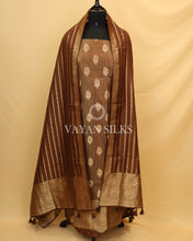 Load image into Gallery viewer, Brown Chiniya Banarasi Silk Unstitched Suit Set