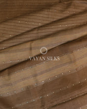 Load image into Gallery viewer, Brown Pure Tussar Tissue Silk Saree