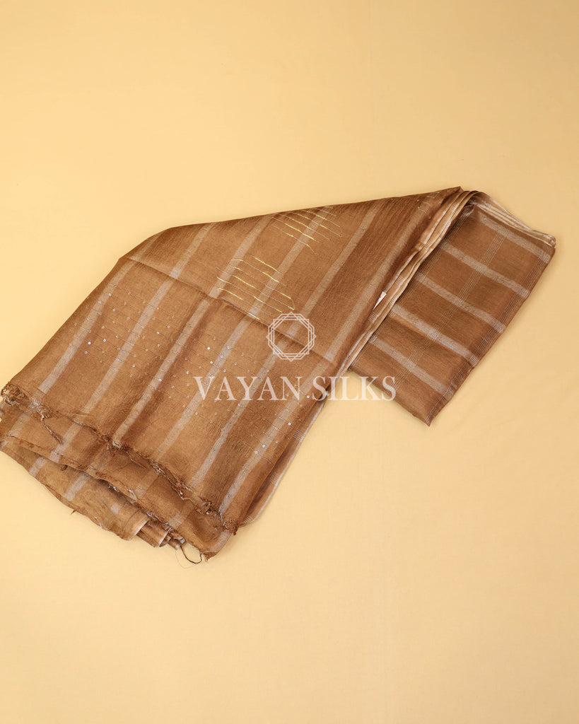 Brown Semi-Tussar Silk Saree