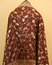Load image into Gallery viewer, Chocolate Brown Pure Chiniya Banarasi Silk Unstitched Suit Set