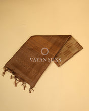 Load image into Gallery viewer, Chocolate Brown Handwoven Pure Tussar Silk Saree