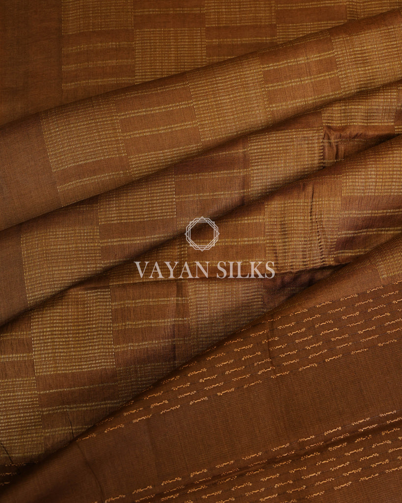 Chocolate Brown Handwoven Pure Tussar Silk Saree