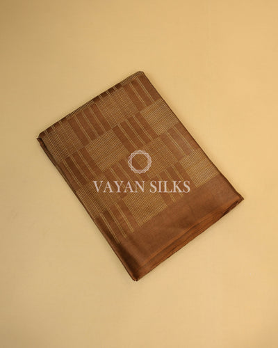 Chocolate Brown Handwoven Pure Tussar Silk Saree