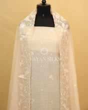 Load image into Gallery viewer, Cream Pure Mul Banarasi Silk Unstitched Suit Set