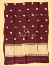 Load image into Gallery viewer, Purple Pure Kora  Banarasi Silk Saree