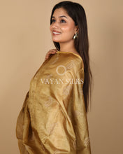 Load image into Gallery viewer, Golden Embroidered Pure Tussar Silk Unstitched Suit Set