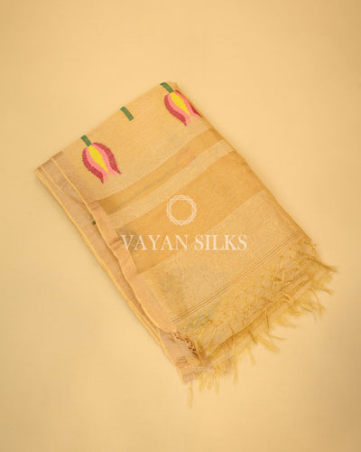 Golden Pure Linen Silk Saree