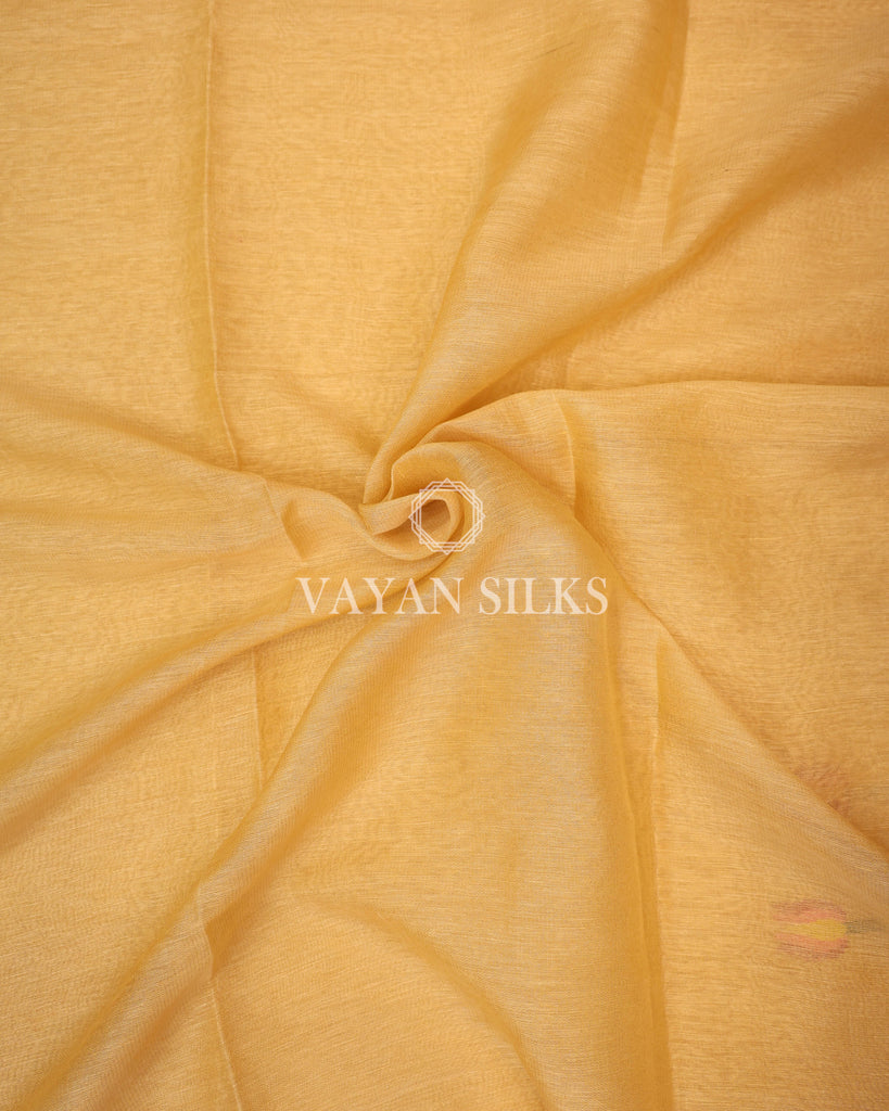 Golden Pure Linen Silk Saree
