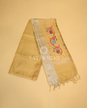 Load image into Gallery viewer, Golden Pure Tussar Tissue Silk Saree