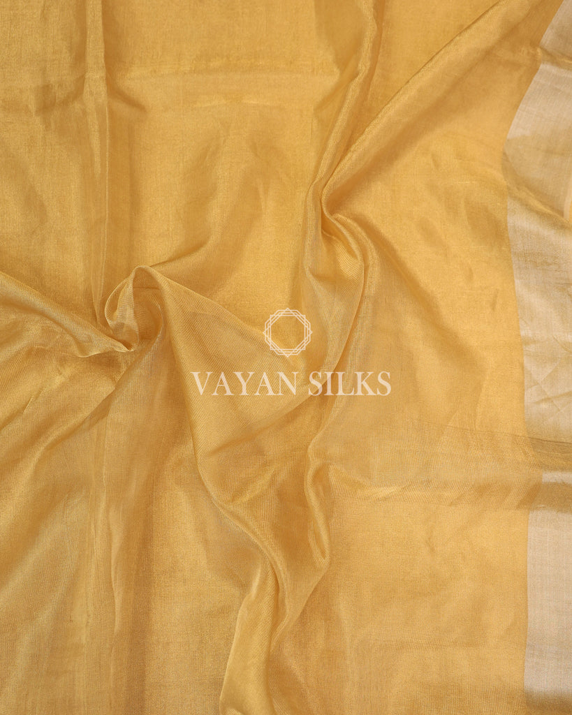 Golden Pure Tussar Tissue Silk Saree