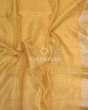 Load image into Gallery viewer, Golden Pure Tussar Tissue Silk Saree