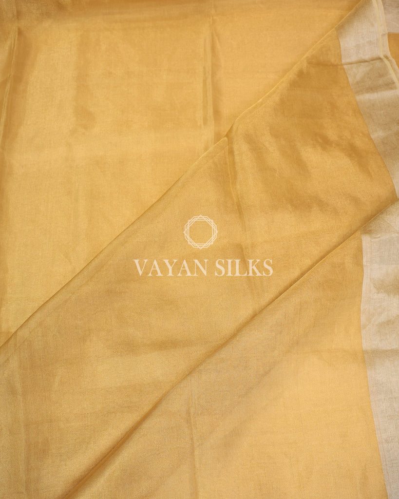 Golden Pure Tussar Tissue Silk Saree