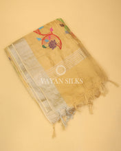 Load image into Gallery viewer, Golden Pure Tussar Tissue Silk Saree