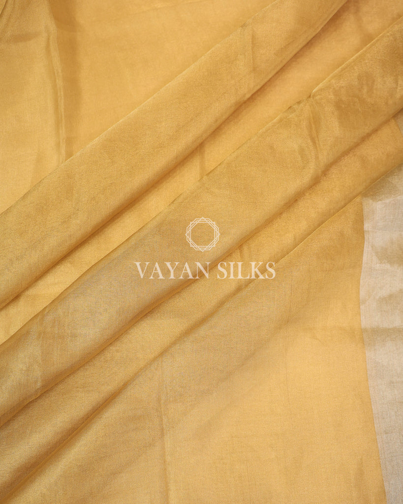 Golden Pure Tussar Tissue Silk Saree