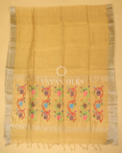 Load image into Gallery viewer, Golden Pure Tussar Tissue Silk Saree
