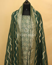 Load image into Gallery viewer, Green Banarasi Brocade Organza Silk Unstitched Suit Set