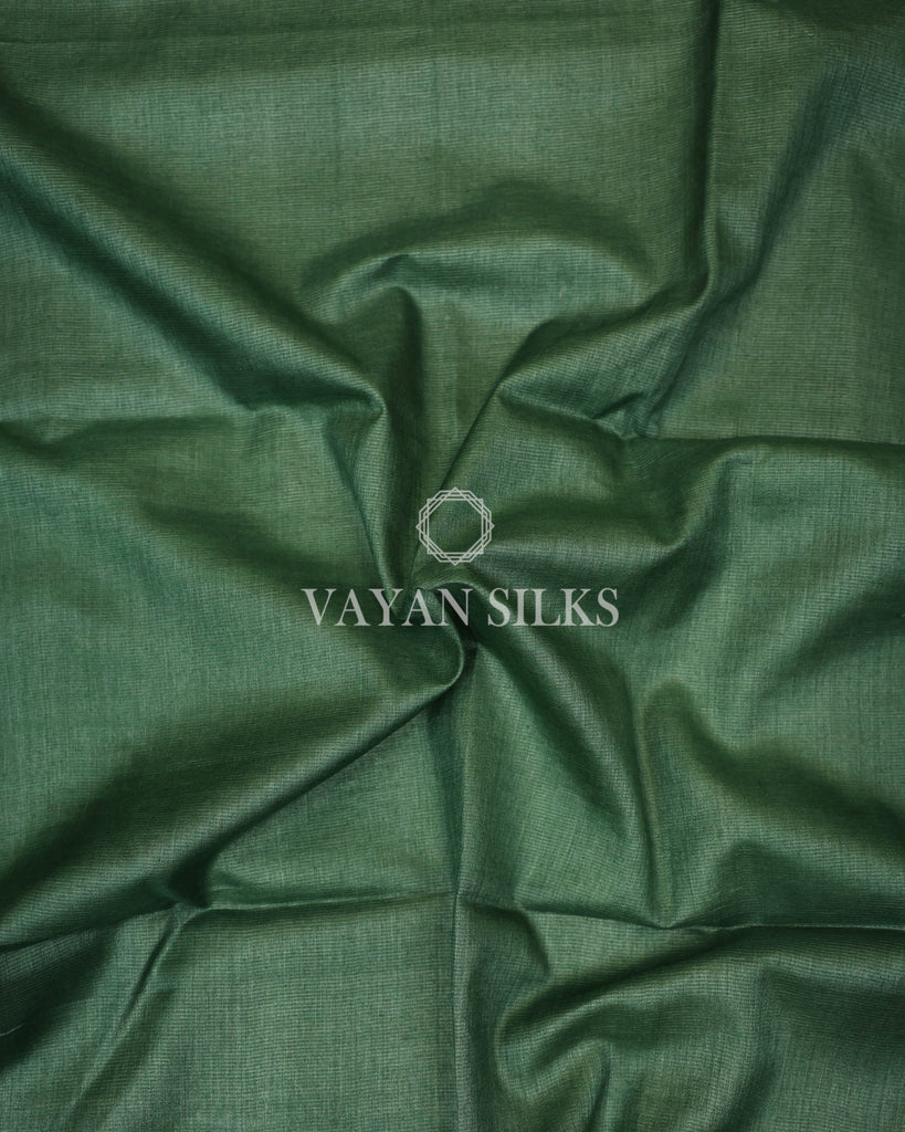 Green Copper Zari Woven Pure Tussar Silk Saree