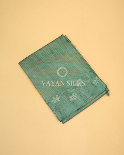 Green Embroidered Pure Tussar Silk Saree
