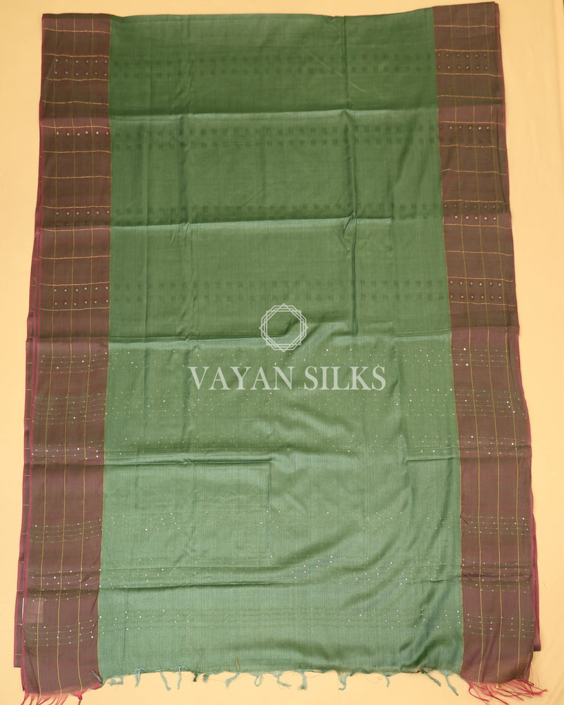 Green Handwoven Pure Tussar Silk Saree