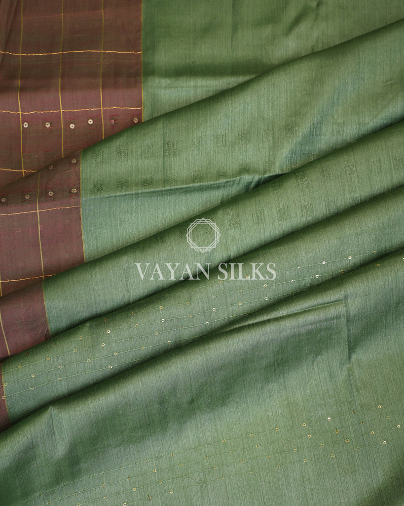 Green Handwoven Pure Tussar Silk Saree
