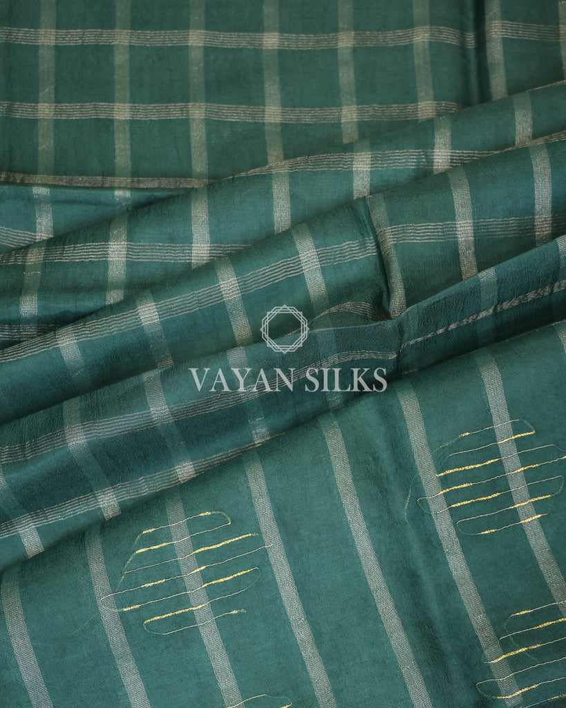Green Semi-Tussar Silk Saree