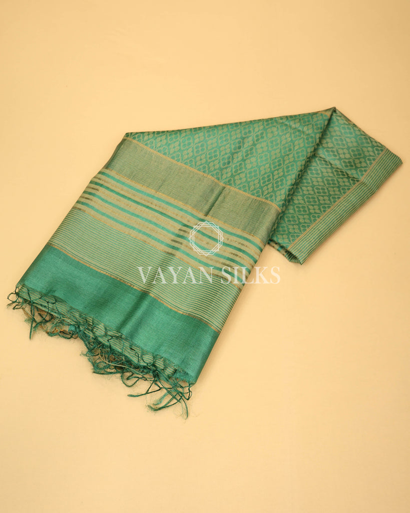 Green Handwoven Pure Tussar Silk Saree