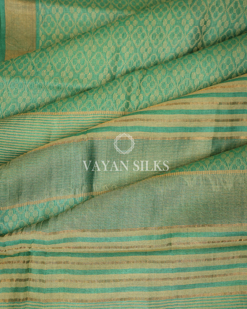 Green Handwoven Pure Tussar Silk Saree